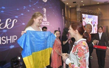 Софія Москалець під час нагородження призерів