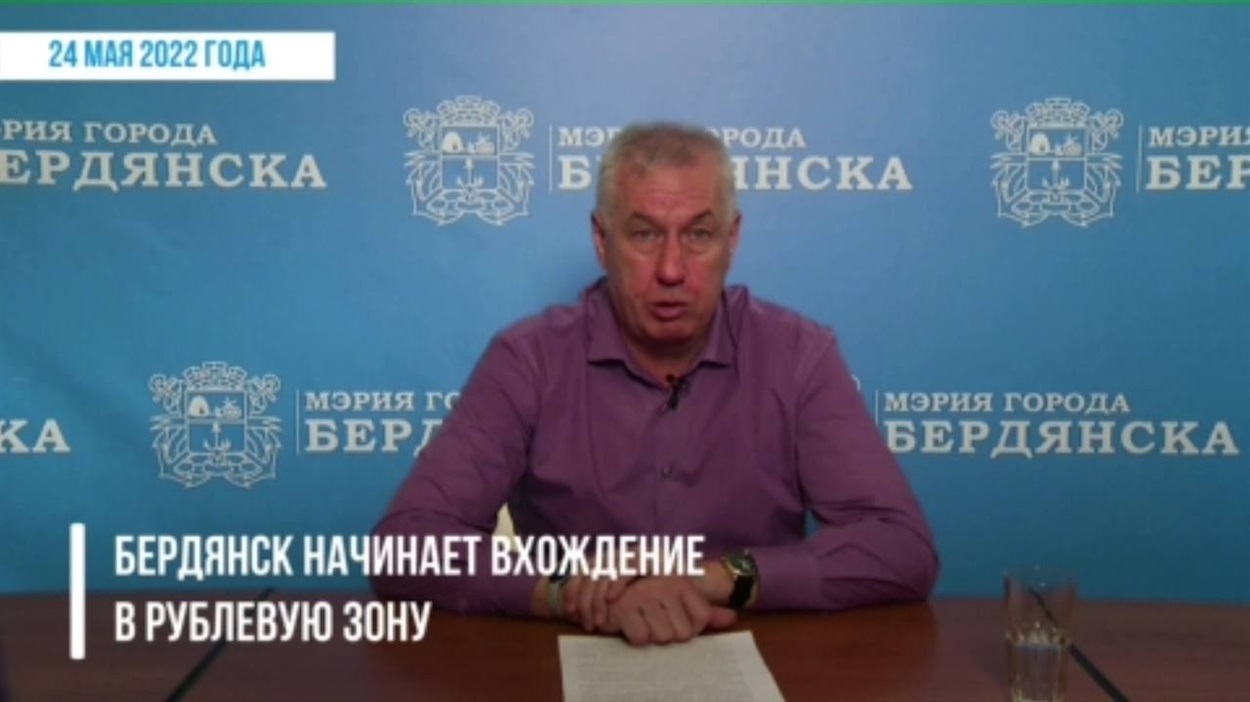 Скрін шот з відео звернення так званого мера Бердянська Олександра Сауленка