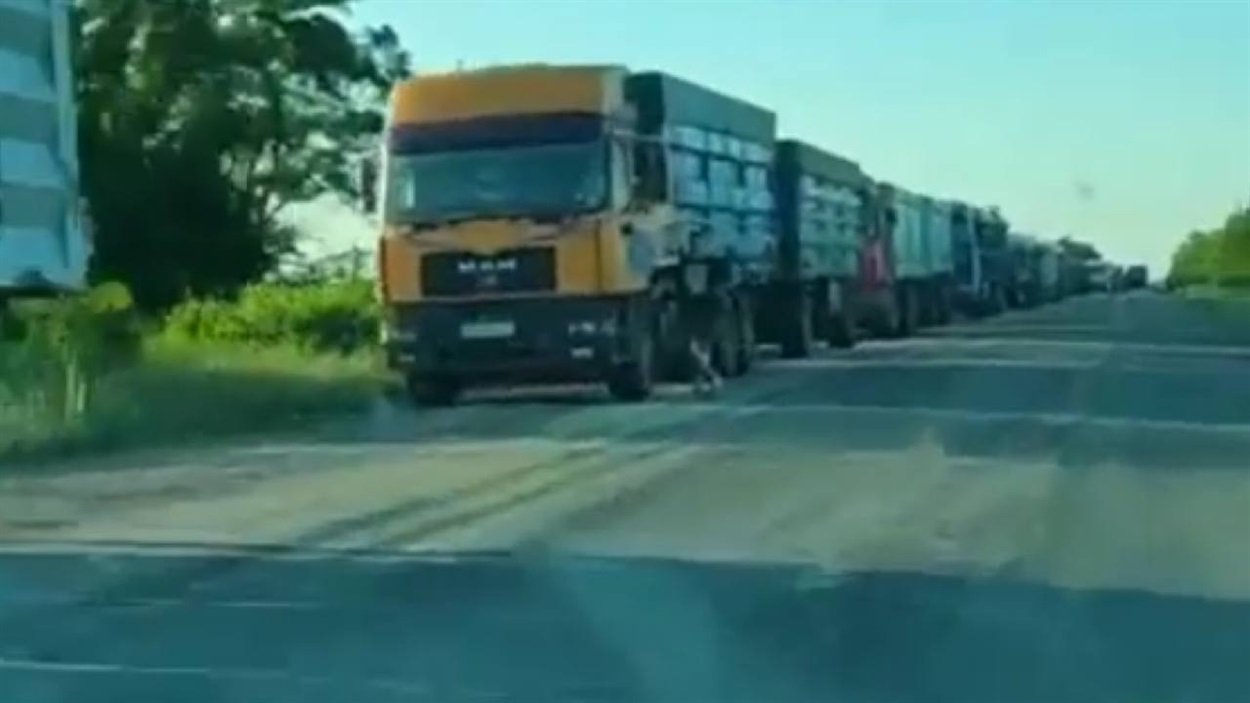 Зерновози, які під військовим конвоєм прямують у Крим