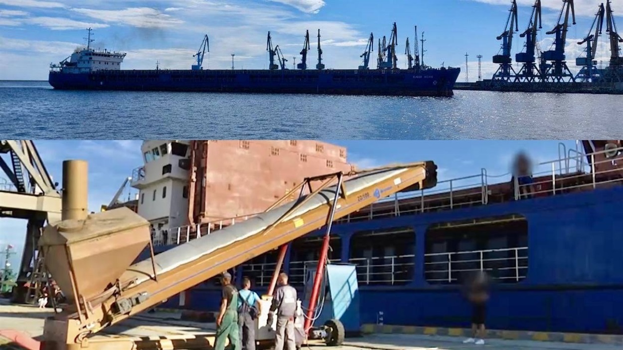 Судно, яким окупанти вивозили зерно з порту Бердянська 