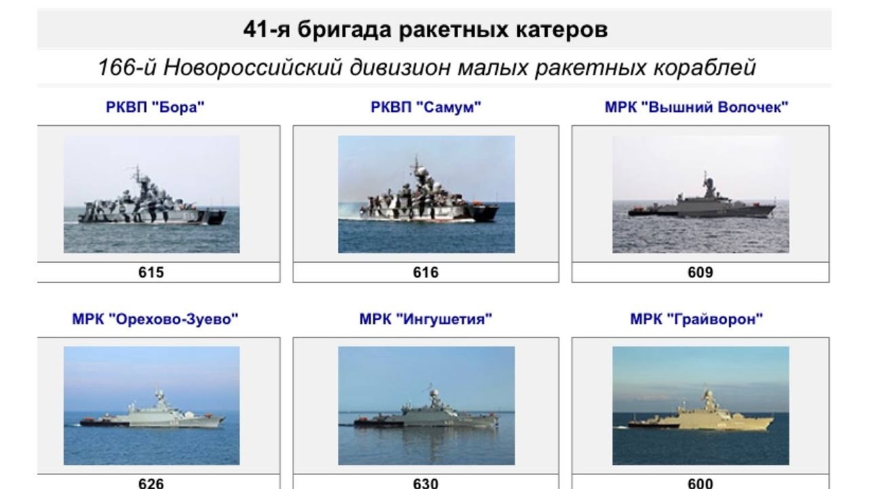 Військові кораблі на озброєні рф
