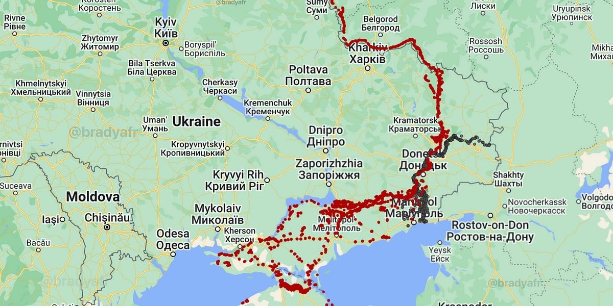 Мітки розташувань укріплень окупантів на ТОТ