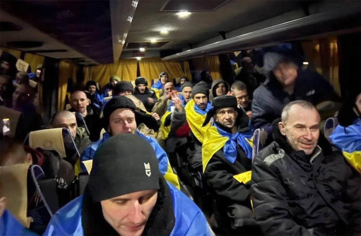 Повернення українських військовополонених під час обміну 3 січня 2024 року
