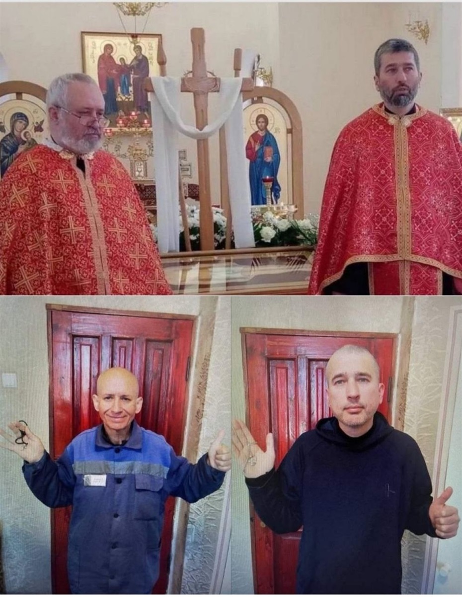 До та після знущань. В такому стані отець Богдан та Отець Іван вийшли з російського полону. 